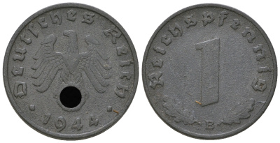Германия 1 рейхспфенниг 1944 B KM 97, J. 369 цинк 4668-1152
