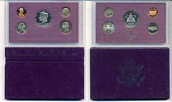 США годовой набор из 5 монет (1, 5, 10, 25 и 50 центов) 1988 в оригинальной упаковке KM PS159 (164a, A192, 195a, 201b и 202b) PROOF 8-2-02-36