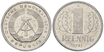 ГДР 1 пфенниг 1981 А KM 8.2 алюминий 4623-428
