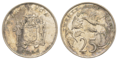 Ямайка 25 центов 1986 KM 49 медно-никель 91-535