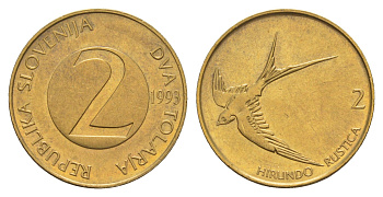 Словения 2 толара 1993  KM 5 латунь    4660-126