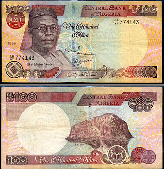 Нигерия 100 найра 1999 Обафеми Аволово, гора Зума Pick 28 b бумага 7376-15-1-1