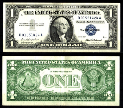 США 1 доллар 1957 Pick 419 a бумага 2119-32-2-1