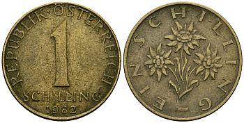Австрия 1 шиллинг 1982 KM 2886 алюминиевая бронза 4135-212