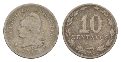 Аргентина 10 сентаво 1899 KM 35 медно-никель 4655-967