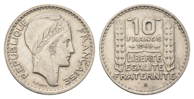 Франция 10 франков 1948 B KM 909.2 медно-никель    4660-246