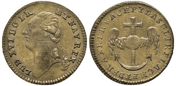 Нюрнберг счётный жетон 1820-Е портрет Людовика XVI, диаметр 20 мм., вес 1,7 ГР. бронза 192-265