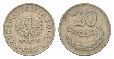 Польша 20 грошей 1949 Y 43 медно-никель 4636-421
