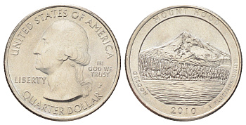 США 25 центов (квотер, 1/4 доллара) 2010 P, Квотеры «Парки США» - Национальный лес Маунд Худ KM 473 медь плакированная медно-никелем UNC 4666-926