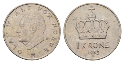 Норвегия 1 крона 1983 Улаф V (1957-1991) KM 419 медно-никель 190-853