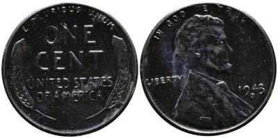 США 1 цент 1943 S (Сан-Франциско), Авраам Линкольн KM 132 a сталь плакированная цинком 4392-1035