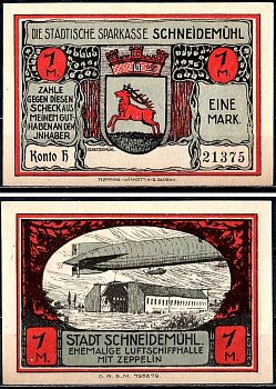 Шнейдемюль (Позен) 1 марка 1922 Mehl Grabowski 1191.2b-4/5 бумага UNC (пресс) 7556-70-1-3