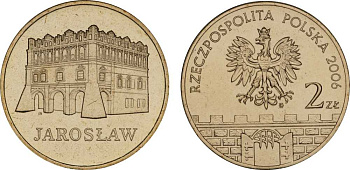 Польша 2 злотых 2006 MW, серия польские города, Ярослав (JAROSLAW) KM 566, Parchimowicz 986 латунь UNC 603-1132