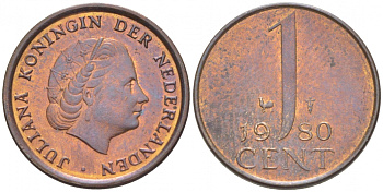 Нидерланды 1 цент 1980 Юлиана (1949-1980) KM 180 бронза 3457-1052