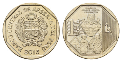 Перу 1 новый соль 2016 Богатство и гордость Перу - Керамика Шипибо-конибо KM 397 медь цинк никель UNC 3334-632