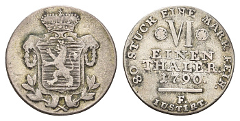 Гессен-Кассель 1/6 талера 1790 F, Вильгельм I (1785-1821) KM 542 серебро 1531-1541