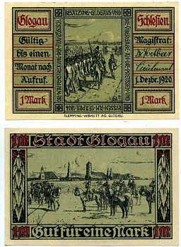 Глогув 1 марка 1920 1 декабря 1920, нотгельд, земля Силезия Grabowski 439.1 бумага 2195-47-3-2