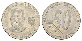 Эквадор 50 сентаво 2000 год-тип KM 108 нержавеющая сталь 4661-1111