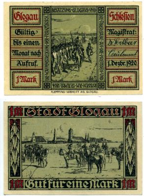 Глогув 1 марка 1920 1 декабря 1920, нотгельд, земля Силезия Grabowski 439.1 бумага 2195-47-3-2