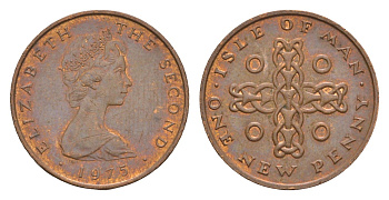 Остров Мэн 1 пенни 1975 Елизавета II (1952-2022) KM 20 бронза 4655-928