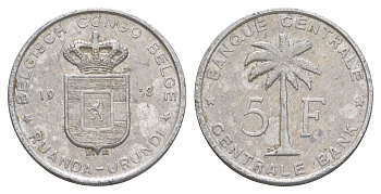 Руанда-Урунди 5 франков 1958 KM 3 алюминий 4652-121