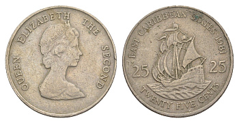 Восточные Карибские острова (Карибы) 25 центов 1981 KM 14 медно-никель 4646-237