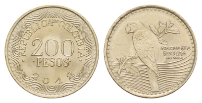 Колумбия 200 песо 2012 KM 297 медь цинк никель UNC 4649-811