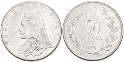 Турция 50 курушей 1976 Анатолийская невеста KM 899 нержавеющая сталь 217-555
