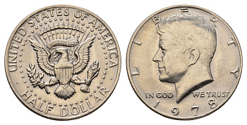 США 1/2 доллара (50 центов) 1978 Джон Кеннеди KM A202b медь плакированная медно-никелем UNC 4672-542