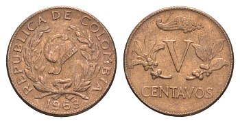 Колумбия 5 сентаво 1963 KM 206 бронза 4651-612
