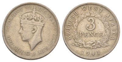 Британская Западная Африка 3 пенса 1941 Георг VI (1936-1952) KM 21 медно-никель 4618-918