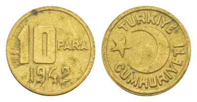 Турция 10 пара 1942 KM 868 алюминиевая бронза 4651-828
