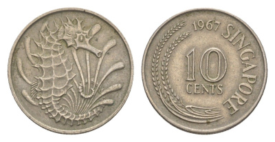 Сингапур 10 центов 1967 KM 3 медно-никель 4643-562