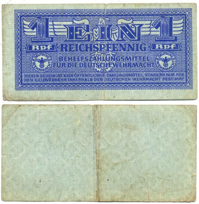 ГЕРМАНИЯ 1 РЕЙХСПФЕННИГ 1942 Pick М32 бумага 3295-59-3