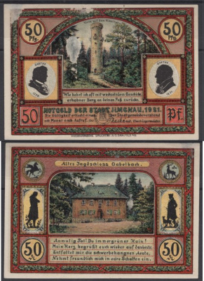 Ильменау 50 пфеннигов 1921 бумага UNC (пресс) 8595-26-3-2