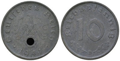 Германия 10 рейхспфеннигов 1941 D KM 101, J. 371 цинк    4656-113