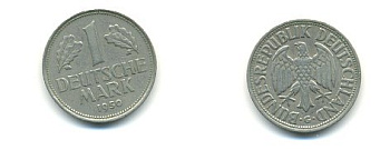 ФРГ 1 марка 1950 G, KM 110, J. 385 медно-никель 54-2344