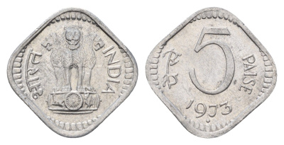 Индия 5 пайс 1973 KM 18.6 алюминий UNC 4651-628