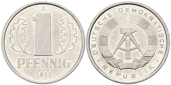 ГДР 1 пфеннииг 1979 A KM 8.2 алюминий 4596-552