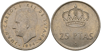 Испания 25 песет 1984 Хуан Карлос I (1975-2014) KM 824 медно-никель 183-145