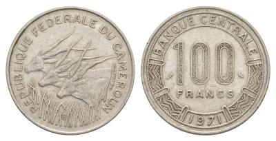 Камерун 100 франков 1971 KM 15 никель 4654-434