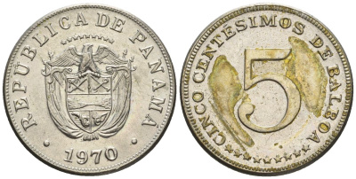Панама 5 сентесимо 1970  KM 23.2 медно-никель    4610-335