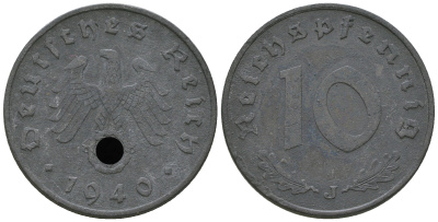 Германия 10 рейхспфеннигов 1940 J KM 101, J. 371 цинк 3459-547