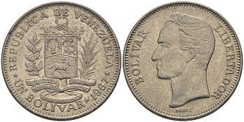 Венесуэла 1 боливар 1967 Симон Боливар KM 42 никель 31-525