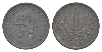 Богемия и Моравия 1 крона 1943 KM 4 цинк 4605-246