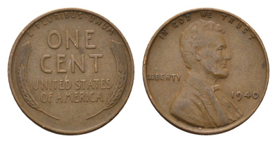 США 1 цент 1940 Линкольн KM 132 бронза 4651-645