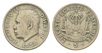 Гаити 5 сантимов 1958 KM 62 медь цинк никель 4147-665