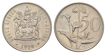 ЮАР 50 центов 1970 Зантедеския Эллиота (калла), герб KM 87 никель 4626-815