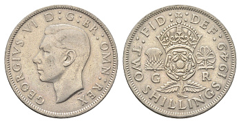 Великобритания 2 шиллинга (флорин) 1949 Георг VI (1936-1952) KM 878, Spink 4107 медно-никель 4663-253