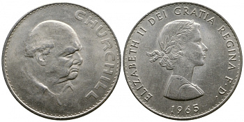 Великобритания 1 крона (5 шиллингов) 1965 Уинстон Черчилль, Елизавета II (1952-2022) KM 910, Spink 4144 медно-никель UNC 4537-1115